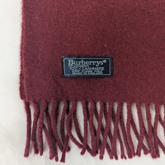 BURBERRY London Vintage Solid Knit 100% Cashmere Neck Warmer Maroon SCARF - Picture 4 of 8